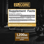 5% Nutrition Core KSM-66 Ashwagandha | 1,200mg Organic Ashwagandha Root Powder Extract | High Potency 5% Withanolides (45 Servings, 90 Capsules)