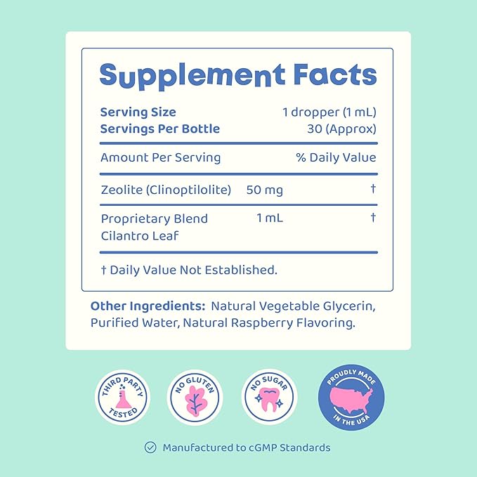 JoySpring DetoxZee Cilantro & Zeolite Drops for Kids | Liquid Zeolite Clinoptilolite with Cilantro Extract | Gentle Daily Wellness Support | Raspberry Flavor Supplement | 30 Servings (Pack of 2)