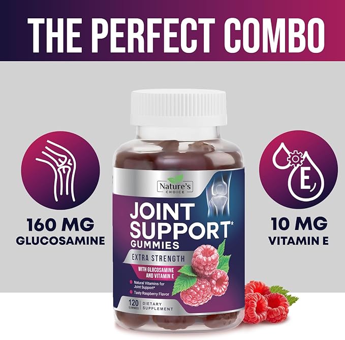 Joint Support Gummies - Extra Strength Glucosamine Gummy Supplement with Vitamin E - Natural Cartilage Joint Health & Flexibility Support, Best Support Glucosamine Chew for Men & Women - 120 Gummies