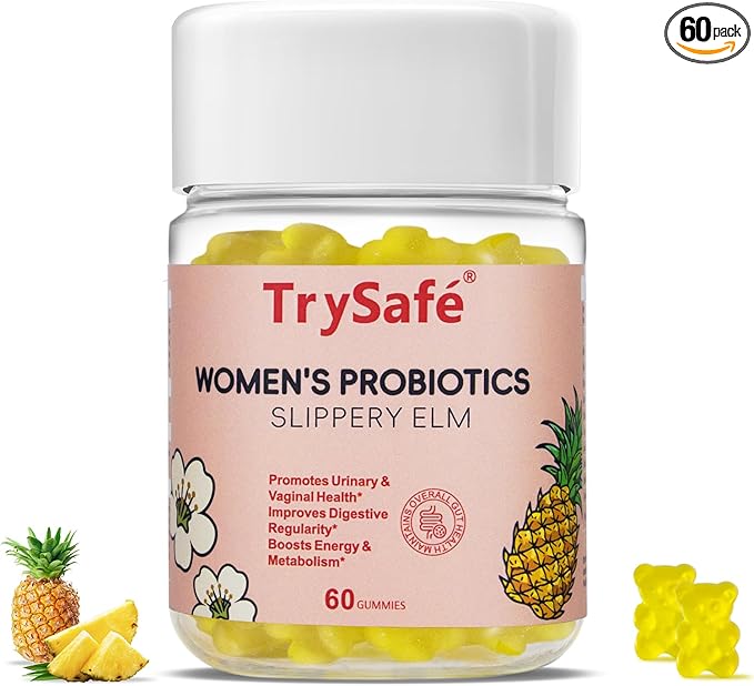 Women's Probiotic Gummies, Pineapple Flavor - 3B CFU Bacillus Coagulans with Lnulin, Dandelion Root & Slippery Elm - Support Gut Health & Digestive Balance, 60 Gummies