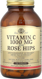 Solgar Vitamin C 1000 mg with Rose HIPS, 250 Tablets - Antioxidant & Immune Support - Overall Health - Supports Healthy Skin & Joints - Non-GMO, Vegan and Kosher - 250 Servings