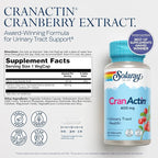 SOLARAY CranActin Cranberry Extract 400 mg - Cranberry Supplements for Women and Men - Bladder and Urinary Tract Health Support with Vitamin C - Vegan, 60-Day Guarantee (60 CT)