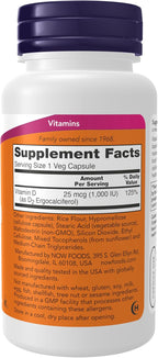 NOW Foods Supplements, Vitamin D 1,000 IU Dry, High Potency, Strong Bones*, Structural Support*, 120 Veg Capsules