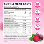 Beet Root Gummies for Women & Men, Beetroot Supplement Beet Chews with Vitamins Grape Seed for Antioxidant Supoort & Immune Health, Sugar-Free/Vegan/Organic,Raspberry Flavor 60 Count