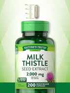 Nature's Truth Milk Thistle Supplement | 200 Capsules | Non-GMO and Gluten Free Seed Extract | Silymarin Marianum