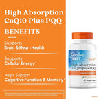 Doctor's Best High Absorption CoQ10 with PQQ Supplement - Coenzyme Q10 Caps for Heart Health & Cognitive Support, Naturally Fermented CoQ10 100mg for Women & Men, Non GMO, Vegan - 60 Veg Capsules