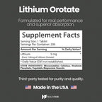 HealthFare Lithium Orotate 5mg | 200 Tablets | Trace Mineral Supplement | Vegetarian, Non-GMO, Gluten-Free | Made in the USA