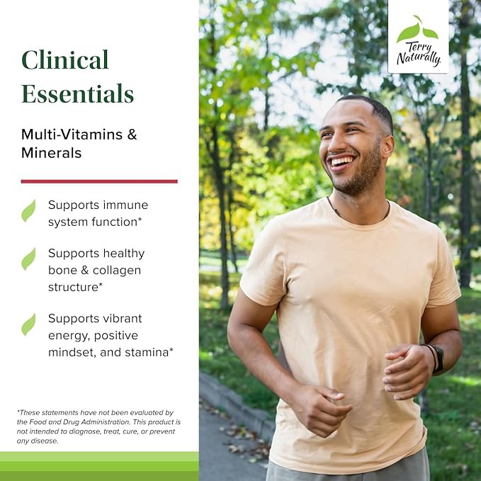 Terry Naturally Clinical Essentials - Supplement to Aid Bone, Cardiovascular & Immune Health - Supplement with Chelated Minerals - Supplement with B-Vitamins & Vitamin C - 120 Capsules (Pack of 2)