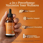 Turmeric Curcumin Complex Liquid Drops with Milk Thistle, Dandelion & Chamomile | High-Absorption Herbal Blend with Black Pepper & Ginger | Orange Flavor | 2 fl oz