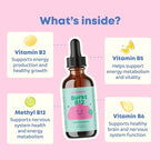 JoySpring Burst B12 Drops - Vitamin B Complex for Kids with Methyl B12 Supplement to Support Healthy Growth & Development, Vegan Liquid B12 Drops, Ages 3-16+ | 2 fl oz (60 Servings)