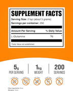 BulkSupplements.com L-Glutamine Powder - Glutamine Supplement, for Recovery & Gut Health - Unflavored & Gluten Free, 5g (5000mg) per Serving, 1kg (2.2 lbs) (Pack of 1)