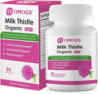 OMOGS Organic Milk Thistle, Herbal Liver Support Milk Thistle Supplement, with Dandelion Root, Glutathione, Berberine HCL &Turmeric, Support Liver Cleanse Detox & Repair, 90 Capsules