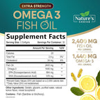Omega 3 Fish Oil Supplements - 2400mg Fish Oil Per Serving - Triple Strength Omega-3 with Fatty Acids EPA & DHA - Natural Heart, Brain & Immune Support - Wild Caught, Bottled in USA - 60 Softgels