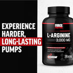 Force Factor L-Arginine Nitric Oxide Supplement with BioPerine to Help Build Muscle and Support Stronger Blood Flow, Circulation, Nutrient Delivery, and Pumps, L-Arginine 3000mg, 3g, 150 Capsules