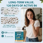 P5P 25mg - Active Vitamin B6, High Potency Pyridoxal-5-Phosphate Coenzyme Supplement, Supports Nervous System, Neurotransmitter Balance & Cellular Energy, 120 Veggie Capsules