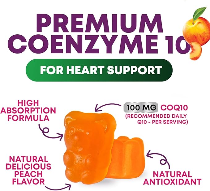 CoQ10 Gummies for Adults - Coenzyme Q10 100mg Per Serving - 3X Strength, High Absorption Antioxidant Supplement for Heart Health Support & Energy Production - Co Q10 (Coq 10) Supplements - 30 Gummies