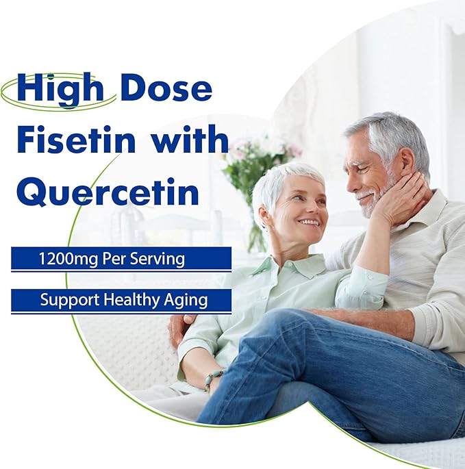 Liposomal Fisetin with Quercetin Supplements 1200 mg per Serving,High Absorption Polyphenols Antioxidants for Women,Men,Non-GMO,Gluten-Free,1 Bottle-60 Softgels