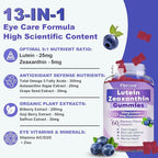 Sugar Free Lutein Gummies 25mg, Lutein and Zeaxanthin Supplements for Eye Health,13-in-1 Eye Care Formula with Omega-3 Bilberry Saffron-Vision Health, Eye Strain,Dry Eyes,Vegan Blueberry Flavor 120 Ct