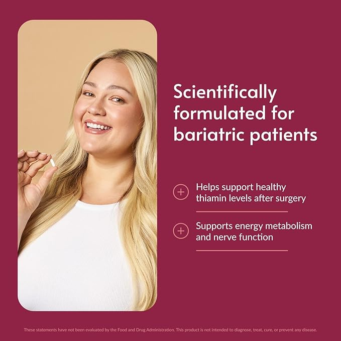 Bariatric Advantage Vitamin B1 Thiamin - 100 mg Thiamin Mononitrate - Easy Digest - Designed for Bariatric Patients - Supports Energy Production* - 90 Count