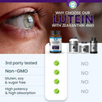 Lutein Vitamin C + Vitamin E – 20mg Lutein with 4mg Zeaxanthin – Eye Health Support – Blue Light & UV Protection – Supports Macular & Retinal Function – 60 Softgels – USA Made – GMP Certified