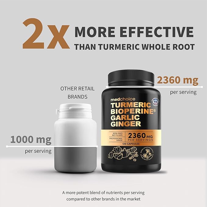 4-in-1 Turmeric Joint Support Supplements with Garlic and BioPerine - 2360 mg High Potency Herbal Blend for Mobility, Everyday Flexibility, Digestive Comfort, Active Aging Support (120ct, Pack of 2)