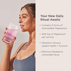 JSHealth Magnesium Powder for Sleep. 400mg Triple-Form Glycinate, Citrate, Amino Acid Chelate. Raspberry Lemonade. By Nutritionist Jessica Sepel (30 Servings) - Raspberry Lemonade