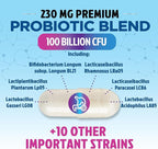 Probiotics for Digestive Gut Health - 100 Billion CFU Per Capsule, 16 Premium Strains & Prebiotics - Best Probiotics for Women & Men, Occasional Constipation, Gas, Immune Health Support - 30 Capsules