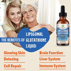 2000MG Liposomal Glutathione Liquid, 98% Absorption, Active Form L-Glutathione Supplement, Vegan Friendly, Powerful Antioxidant Complex for Immune System, Aging Defense, Detox, 2 FL.OZ
