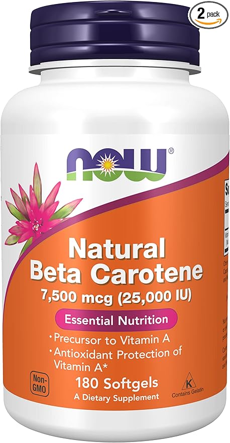 NOW Foods Beta Carotene (Natural) - 180 Softgels 2 Pack
