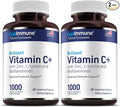 Vitamin C 1000mg Complex with L-Lysine 500mg, Zinc Gluconate 12mg, Bioflavonoids 300mg. Doctor Formulated Magnesium Stearate Free Supplements for Healthy Immune System Support. Two Bottles.(2)