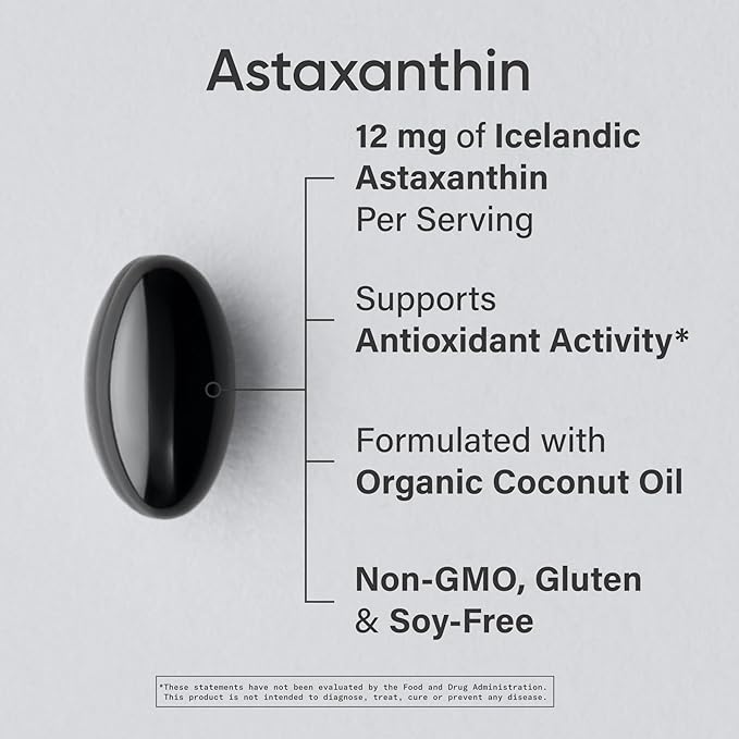 Sports Research® Healthy Skin and Hair Support - Vegan Biotin 10,000mcg with Coconut Oil, Triple Strength Astaxanthin 12mg, and Phytoceramides 350mg per Softgel · Non-GMO · Vegan · Gluten-Free