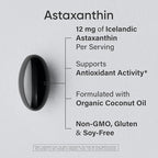 Sports Research® Healthy Skin and Hair Support - Vegan Biotin 10,000mcg with Coconut Oil, Triple Strength Astaxanthin 12mg, and Phytoceramides 350mg per Softgel · Non-GMO · Vegan · Gluten-Free