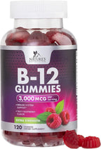 Vitamin B12 Energy Gummies - 3000 mcg per Serving Extra Strength B 12 Gummy for Metabolism & Immune System Support - Chewable Dietary B12 Supplements, Caffeine Free Gummy Vitamin - 120 Gummies