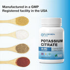 Puregen Labs Potassium Citrate 99 mg of Elemental Potassium Supplement | No Harmful Additives | Non-GMO, Gluten Free - 500 Vegetarian Capsules