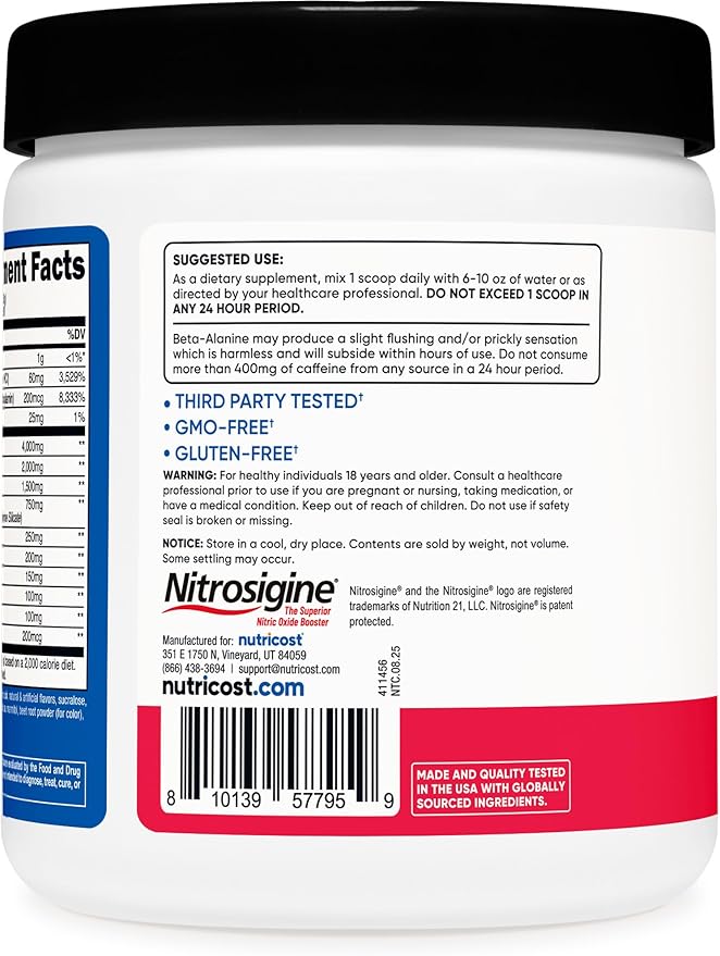 Nutricost Pre-Workout Powder (Strawberry Kiwi) 30 Servings - GMO-Free, Gluten-Free, Vegetarian