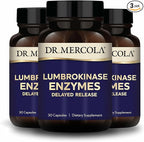 Dr. Mercola Lumbrokinase Enzymes - Delayed Release Formula - Dietary Supplement for Cardiovascular & Energy Support - Non-GMO, Gluten-Free & Soy-Free - 30 Capsules (30 Servings), 3 Pack