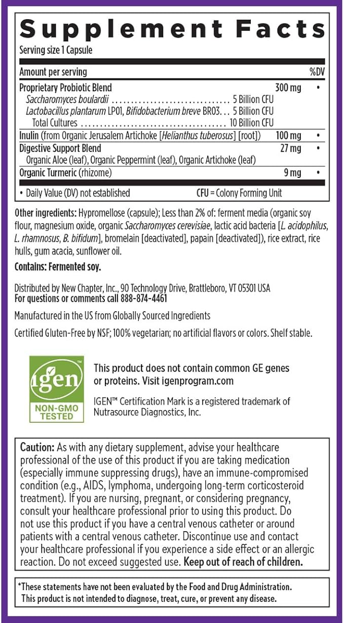 New Chapter All-Flora Probiotic for Advanced Digestion & Complete Gut Health with Prebiotics + Postbiotics, Clinical-Strength Strains, 100% Vegetarian, Non-GMO, Shelf Stable - 30 ct (1 Month Supply)