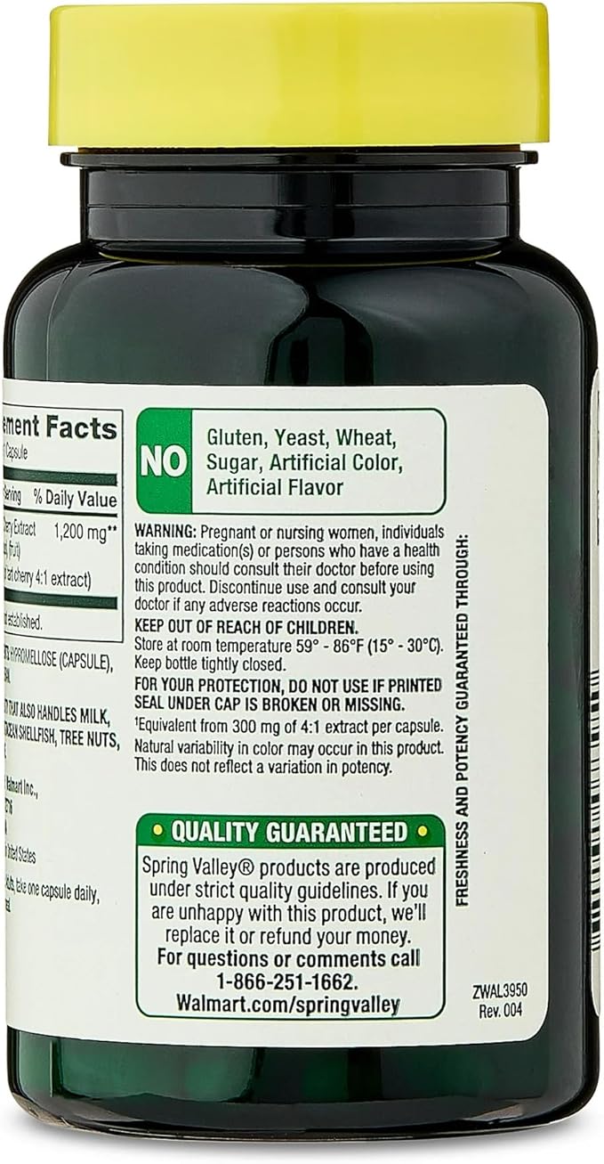 SUREFECT Spring Valley Tart Cherry Extract Capsules - 1,200mg, Antioxidant Support, 90 Count Organizer