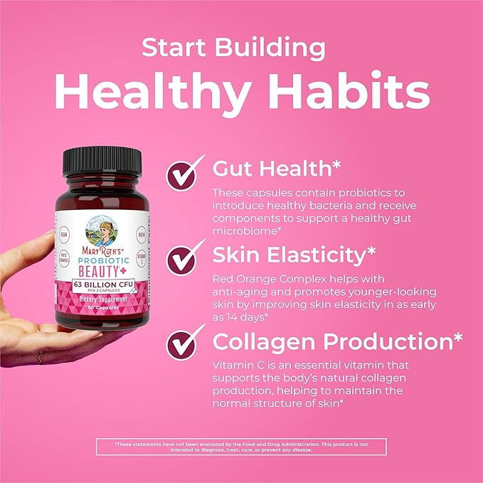 MaryRuth Organics Probiotic Beauty Capsules | Vegan Collagen Support | Anti Aging | Gut Health | Hair Skin and Nails Vitamins | Skin Care | Biotin | Non-GMO Project Verified | 60 Count (Pack of 2)