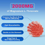 90 Count | Magnesium L-Threonate Gummies 2000mg, Magnesium Threonate Supplement for Adults & Kids, Support Cognition, Restful Sleep & Muscle Health, Sugar Free, Vegan, Non-GMO, Raspberry Flavor
