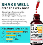 (2-Pack) Methylated B Complex Liquid Drops with Active L-Methylfolate - B12 Sublingual Drops, Vitamin B Complex - Vegan B 12 Vitamin 5000mcg, Non-GMO, Raspberry Flavor, No Sugar, 2 Fl oz, 80 Servings