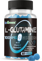 L-Glutamine Gummies 1000mg with BCAA, Potassium, Magnesium & Vitamin C, Muscle Recovery, Endurance Support & Daily Nutrition, Portable Supplement for Men＆Women, Lime Grapefruit Flavor, 60 Count