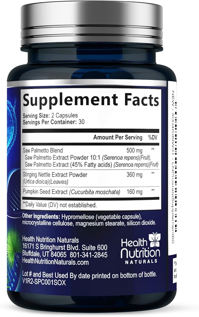 Prostate Health Supplements for Men - 3X Strength with Saw Palmetto Blend Stinging Nettle Root & Pumpkin Seed Support Complex - Supports Bathroom Trips Prostate & Urinary Health - 60 Capsules