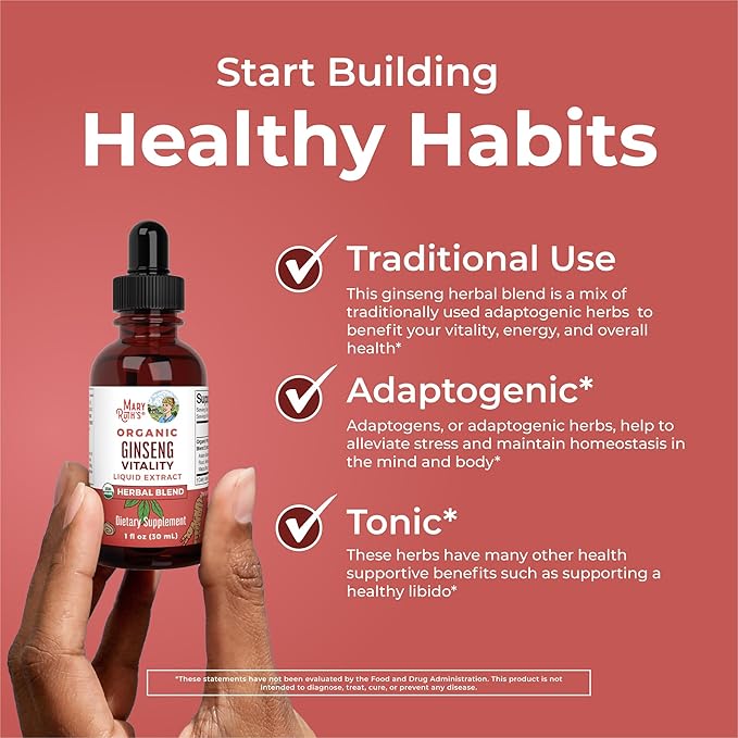 MARYRUTH'S Organics Herbal Supplement for Brain Function | Boost Energy | Memory | Vitality USDA | Ginseng with Ashwagandha | Eleuthero and Maca Root Extract | 1 Fl Oz