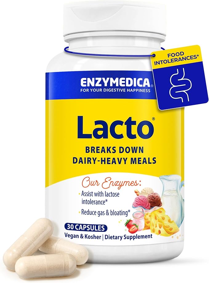 Enzymedica - Lacto, Most Advanced Dairy Digestive Enzyme Formula, 30 Capsules