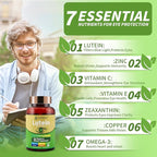 Lutein Eye Vitamins Supplement for Adults - 90 Capsules, Supports Eye Health with Zeaxanthin, Zinc, Vitamins C & E, Vegan Formula for Blue Light Protection & Macular Support (1)