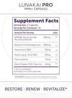 Lunakai USA Made NMN Supplement 500mg 6-in-1 with TMG & Resveratrol 98% - Daily NAD+ & Energy Support for Healthy Aging & Cellular Health, Nicotinamide Mononucleotide, 60 Capsules