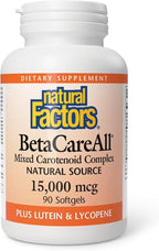 Natural Factors BetaCareAll 15,000 mcg - Mixed Carotenoid Supplement - Supports Healthy Skin, Hair, Eyes & Teeth - Provides Immune Support - Antioxidants & Vitamin A - 90 Softgels (90 Servings)