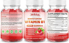 Vitamin B1 Gummies 500mg with Benfotiamine – Thiamine Supplement for Women & Men Supports Healthy Energy Metabolism & Immune, Sugar-Free | Vegan | Non-GMO, Natural Strawberry Flavor, 120 Count