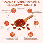 Pumpkin Seed Oil Capsules, 2 in 1 Pumpkin Seed Oil with Saw Palmetto for Hair Growth, 3000mg Per Serving, Cold Pressed, Supports Hair, Heart, Skin Supplement | Non-GMO | 150 Softgels | Only 1 Bag